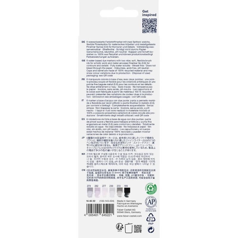 Faber-Castell Goldfaber Aqua Dual Marker 6er Etui Grautöne